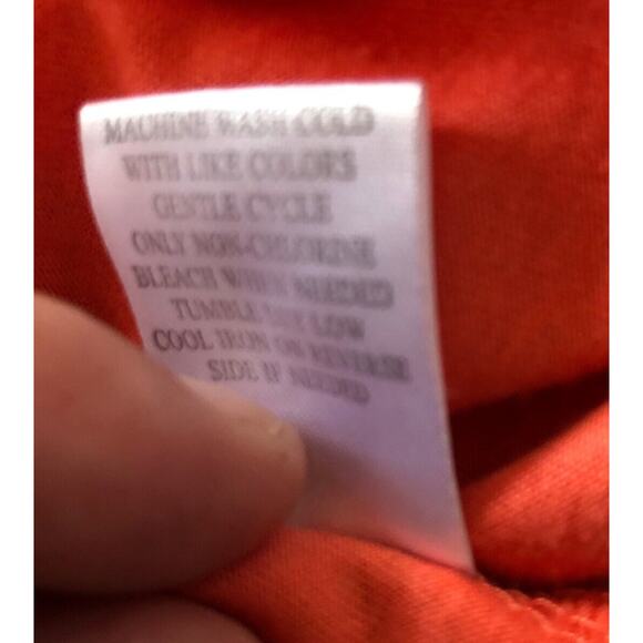 Chevron Coral/orange scoop Neck short sleeve high-low hem Top Blouse Size Large - Picture 3 of 4